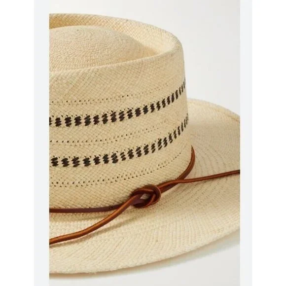 RAG & BONE Cora straw women's boater panama hat -Natural/Tan - SMALL